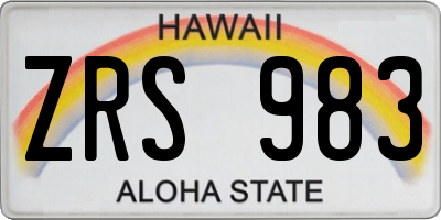 HI license plate ZRS983