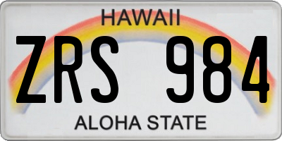 HI license plate ZRS984