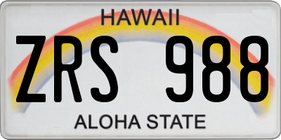 HI license plate ZRS988