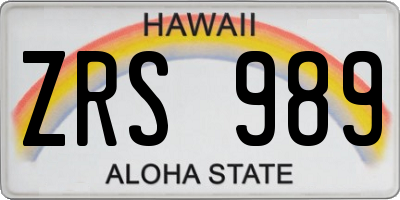 HI license plate ZRS989