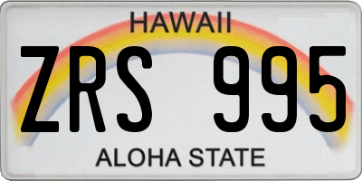 HI license plate ZRS995