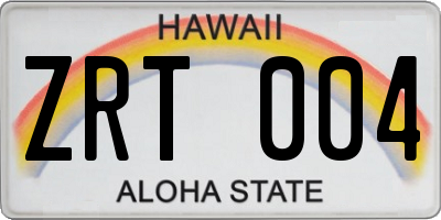HI license plate ZRT004
