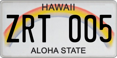 HI license plate ZRT005