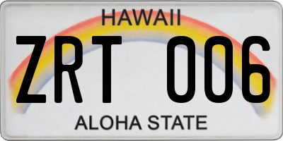 HI license plate ZRT006