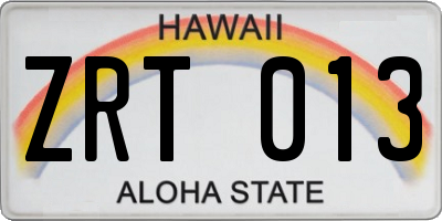 HI license plate ZRT013