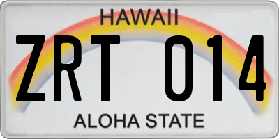 HI license plate ZRT014