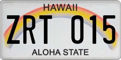 HI license plate ZRT015