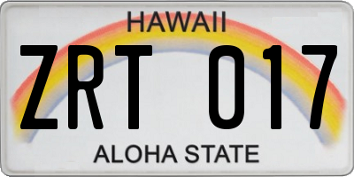 HI license plate ZRT017