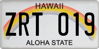 HI license plate ZRT019