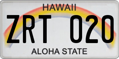 HI license plate ZRT020