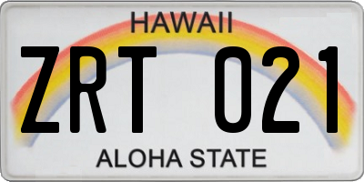 HI license plate ZRT021