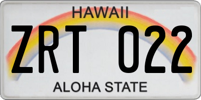 HI license plate ZRT022