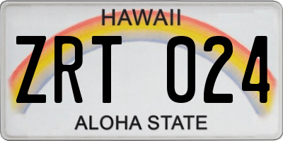 HI license plate ZRT024