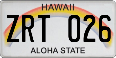HI license plate ZRT026