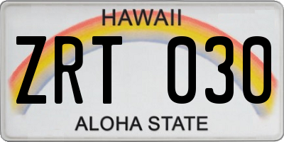 HI license plate ZRT030