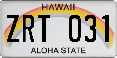 HI license plate ZRT031