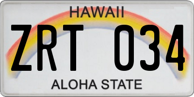 HI license plate ZRT034