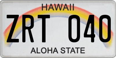 HI license plate ZRT040