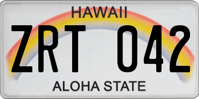 HI license plate ZRT042