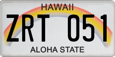 HI license plate ZRT051