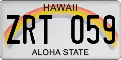 HI license plate ZRT059