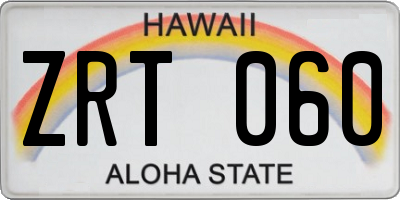 HI license plate ZRT060