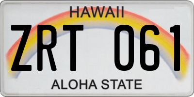 HI license plate ZRT061