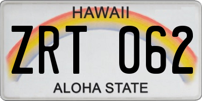HI license plate ZRT062