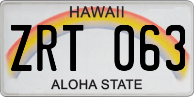HI license plate ZRT063