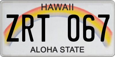 HI license plate ZRT067