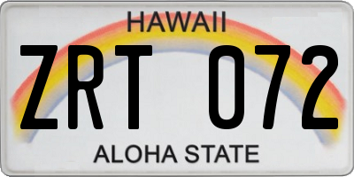 HI license plate ZRT072