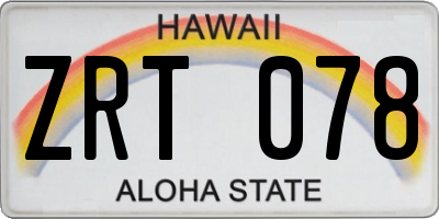 HI license plate ZRT078