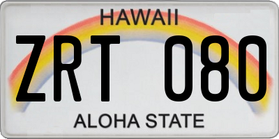 HI license plate ZRT080