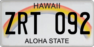 HI license plate ZRT092