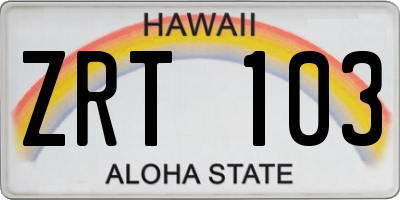 HI license plate ZRT103