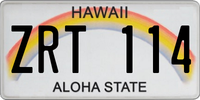 HI license plate ZRT114