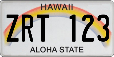 HI license plate ZRT123