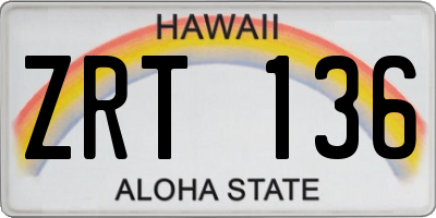 HI license plate ZRT136