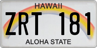 HI license plate ZRT181