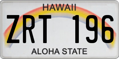 HI license plate ZRT196