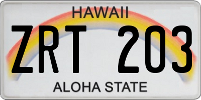 HI license plate ZRT203