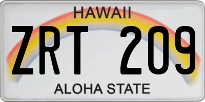 HI license plate ZRT209