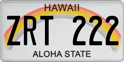 HI license plate ZRT222