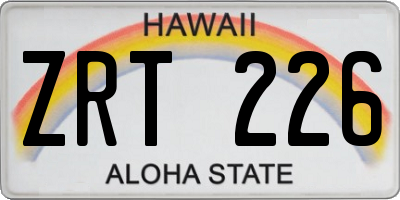 HI license plate ZRT226