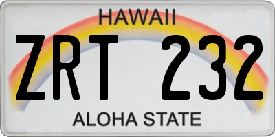 HI license plate ZRT232