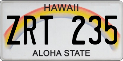 HI license plate ZRT235