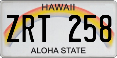 HI license plate ZRT258