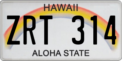 HI license plate ZRT314