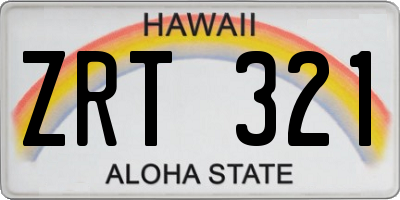 HI license plate ZRT321