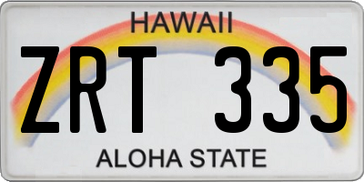 HI license plate ZRT335